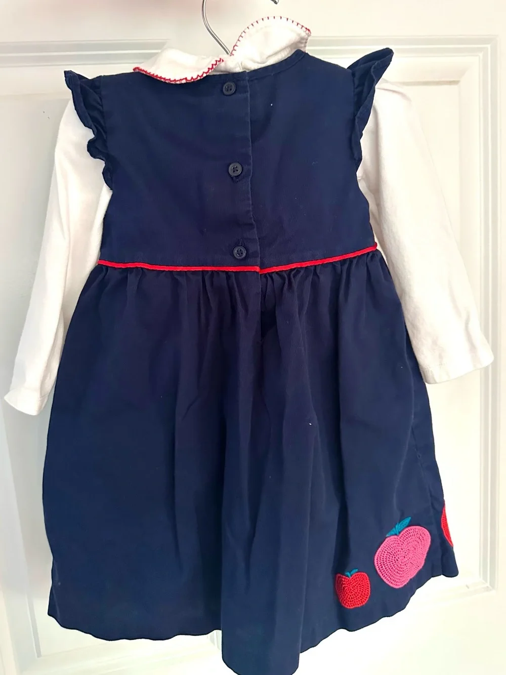 Gymboree 18-24M Apple Corduroy Jumper Dress & Heart Collar Bodysuit 2pc Set